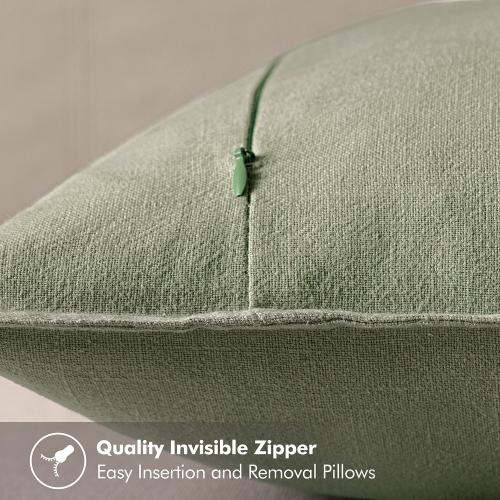 MIULEE Decorative Linen Euro Sham Pillow Covers 24x24 Sage Green ​Boho Farmhouse​ ​Neutral Couch Throw Pillows for Bed Pack of 2 Accent Modern Pillowcase Summer Sofa Livingroom Home Decor
