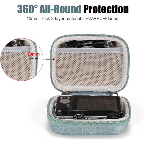 Cwatcun Carrying & Protective Case for Digital Camera, Small Camera Pouch for AbergBest 2.7 LCD Kodak Pixpro/Canon PowerShot ELPH 180/190 / DSCW830 Travel Cameras, Waterproof Shockproof Case，Grey