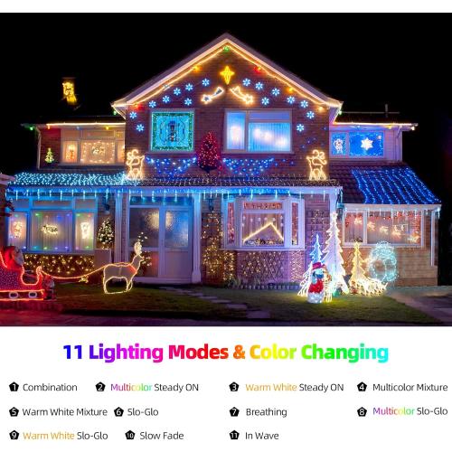 Chuya Christmas String Lights 500 Led Light Color Changing Warm White & Muticolor 11 Modes UL588 for Christmas Tree Lights Decoration Outdoor