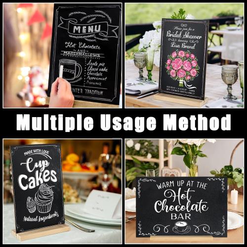 1 Pack Chalkboard 5.1x7.9 inch Small Chalkboard Sign with Wood Base Double-Sided Message Boards Menu Chalk Board Stand for Kitchen Wedding Bar Restaurant
