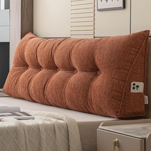 King Size Headboard Pillow King Wedge Pillow Headboard,with Removable Cover and Two Large Side Pockets,for Beds, Sofas, Floors, Etc.Especially for Sitting or Reading in Bed(Cloud Orange)