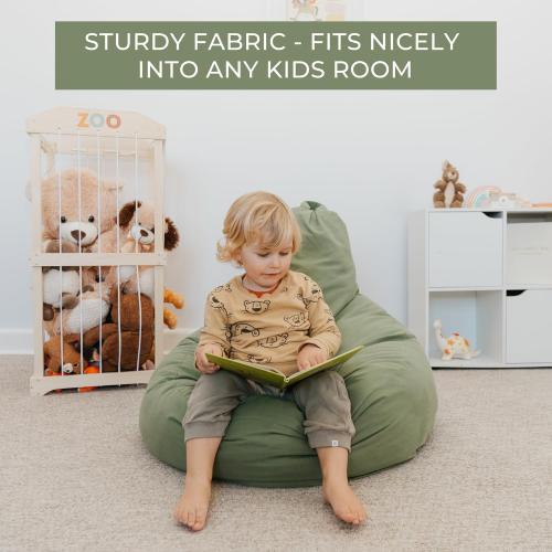 ZICOTO Stuffed Animal Storage Bean Bag Chair Cover for Kids - Easily Turn Plushie Toys into a Comfy Toddler Chair - Durable Lounge Stuffie Bag for Playroom, Living Room or Nursery Decor - Cover Only