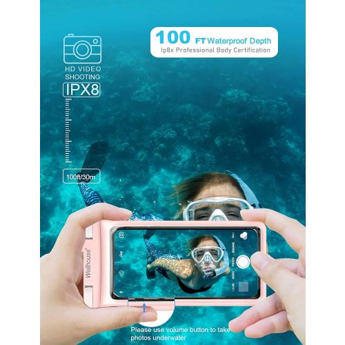 wellhouse 3D Waterproof Phone Pouch with Lanyard,Premium TPU100FT Deep Waterproof Phone Case for iPhone 17 16 15 14 13 12 Pro Max XS Samsung,Snorkeling, Surfing, Kayaking,Skiing,Hot Springs