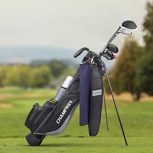 CHAMPKEY Premium Sunday Bag with Stand and Strap - Professional Pitch and Putt Lightweight Golf Bag for The Driving Range, Par 3 and Executive Courses (Black)