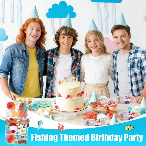24 Set Fishing Candy Little Tackle Boxes for Birthday Party Favors with 24 Fishing Bobber 24 Thank You Cards for Making My Party Reel Fun Gone Fishing Theme Supplies Fishing Decorations (24)