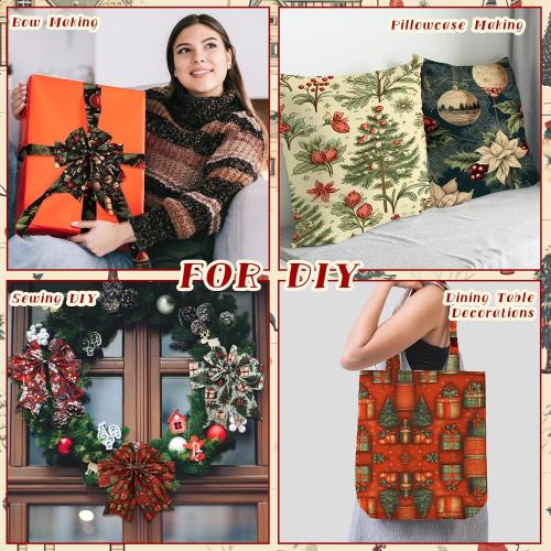 Hahafelt 10 Pcs 18 x 22 Inch Vintage Christmas Quilting Fabric Bundles Christmas Fat Squares Patchwork Precut Strips Red Cardinal Fabric Materials for Xmas Holiday Quilting Crafting DIY