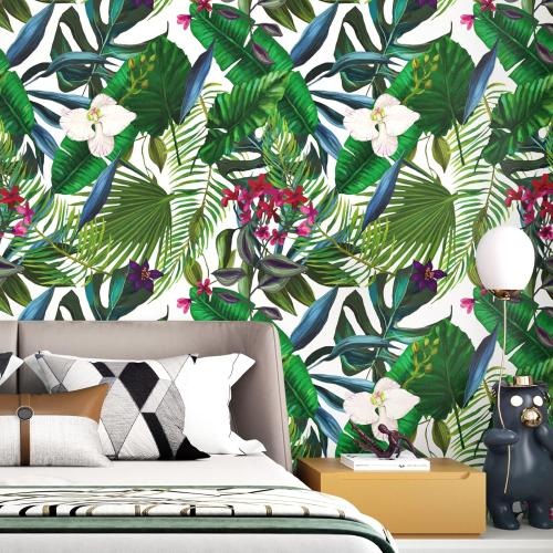 Botanical Peel and Stick Wallpaper Green Floral Contact Paper for Walls Tropical Floral Peel and Stick Wall Paper for Bedroom Self Adhesive Plant Leaf Jungle Wallpaper for Bathroom 24x118