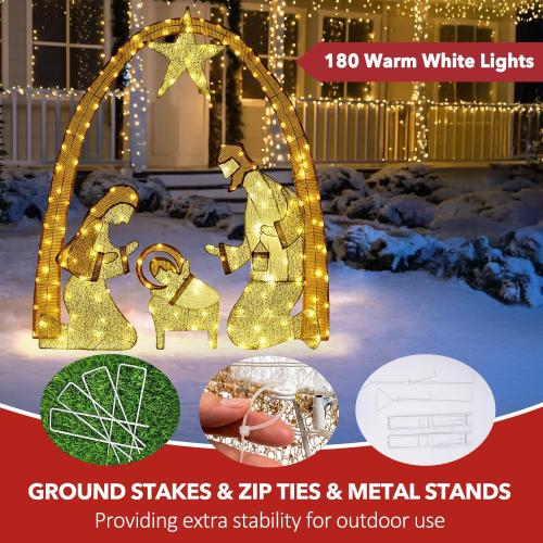 Lighted Outdoor Nativity Scene- Christmas Holy Family Yard Decoration, Large Christmas Holy Family Set for Yard Lawn Garden Outside Decor and Home Holiday Party