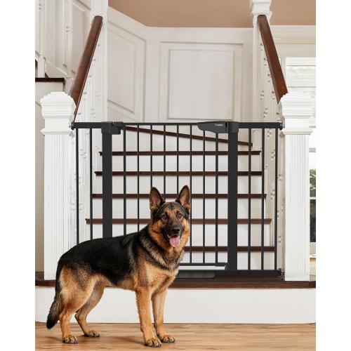 Cumbor 29.7-46 Baby Gate for Stairs, Mom's Choice Awards Winner-Auto Close Dog Gate for The House, Gifts for Mom, Easy Install Pressure Mounted Pet Gates for Doorways, Black