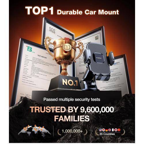 TORRAS Ultra-Durable Phone Holders for Your Car【96 LBS Strongest Suction】 Car Phone Holder Mount, Safety Certs Cell Phone Car Mount Truck for Dashboard Windshield Vent for iPhone 17 16 15 14 Pro Max