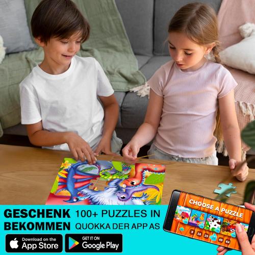 QUOKKA Puzzles for Kids Ages 4-6 - Set of 4x60 Jigsaw Puzzles for Toddlers 3-5 - Space, Dino, Firefighters Toys for Children 6-8 yo - Gift Educational Game for Boys & Girls