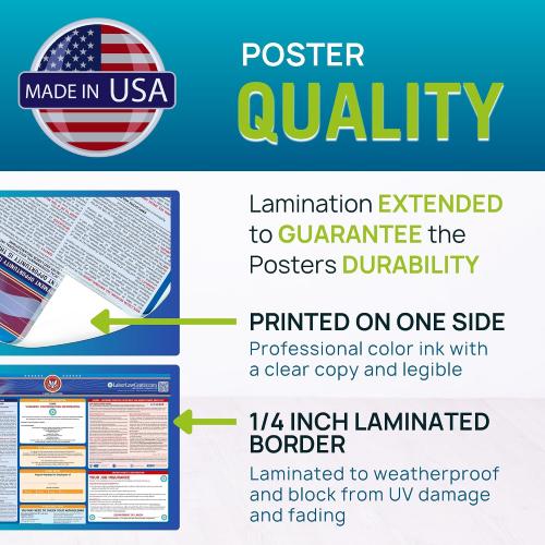 Labor Law Posters Texas 2026, English, Spanish, State Federal Notices | 26 x 39.5, Federal Workplace Notices With OSHA, EEOC, FMLA, Minimum Wage, HR Office, Worksite, Employee Posting Details