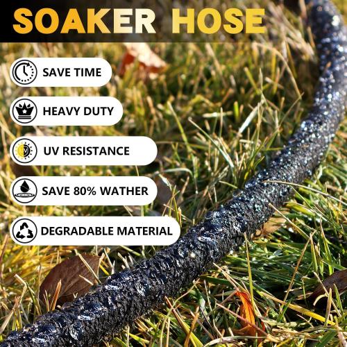 Hopegiver 5/8’’ Soaker Hose 25 ft Heavy Duty Garden Soaker Hoses with Solid Brass Fitting, Rubber Drip Hose for Garden Beds, Vegetable, Lawn, Trees Watering Irrigation