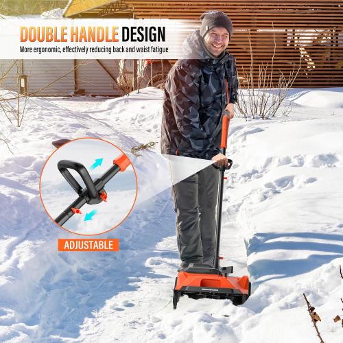 Snow Shovel Cordless, 40V | 16 Inch Electric Snow Blower with 2 X 4.0Ah Batteries & Fast Charger, Powerful Electric Snow Blower with Directional Plate & Adjustable Front Handle