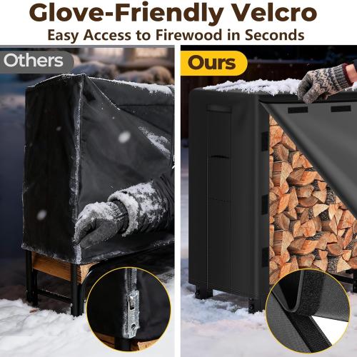 Amagabeli 8ft Firewood Log Rack with Cover Outdoor Heavy Duty Firewood Rack With Weather Resistant 600D Oxford Fabric Cover Indoor Outdoor Wood Racks for Fire Wood Holder