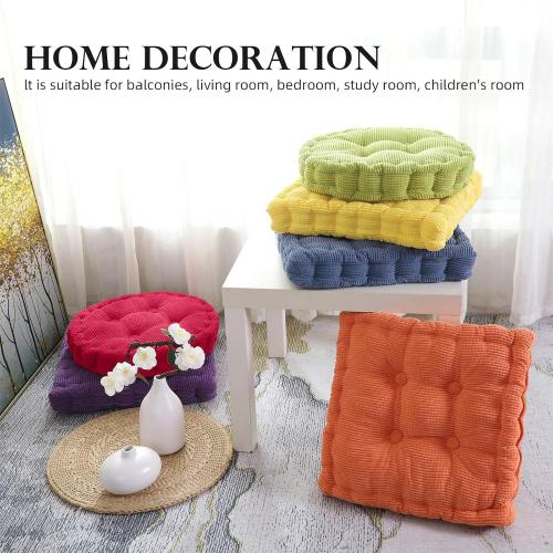 Large Square and Round Floor Pillows for Adults 2 Pack Meditation Floor Pillow Dark Grey Corduroy Floor Seat Pillows Cushion for Living Room Balcony Tatami Yoga,18x18 Inch