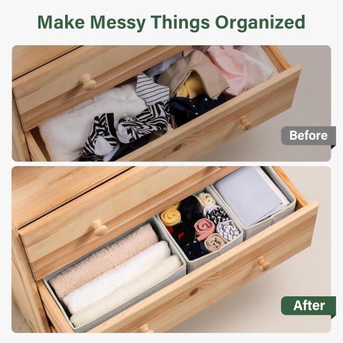 Kootek 16 Pack Drawer Organizer Clothes, Dresser Drawer Organizers for Clothing Fabric Foldable Closet Organizers and Storage Bins for Baby Clothes, Nursery, Underwear, Bras, Socks