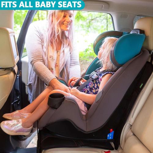 Black and Red Universal Fit PIDO Car Seat Protector for Child Car Seat, 2 Pack Carseat Protectors with Thick Padding and Non-Slip Backing, Protective Cover Mat for Vehicle Leather Upholstery (Black/Red)