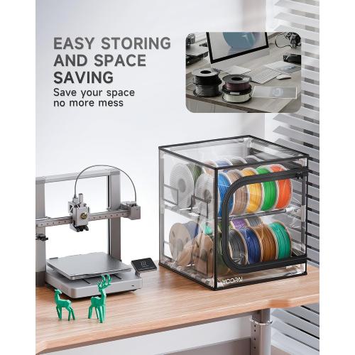 YOOPAI 3D Printer Filament Storage Box – 2 Tier Filament Storage Rack with Transparent Cover, Holds Up to 24 Rolls 1KG – 3D Filament Storage Organizer for Home, Workshop & Studio