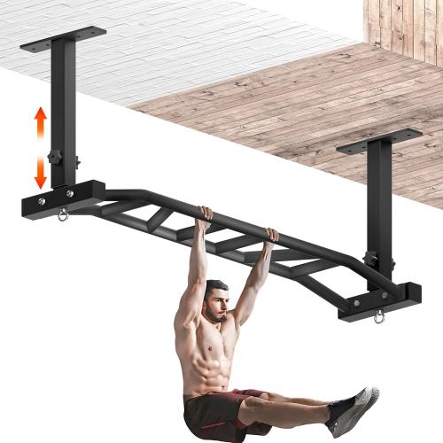 48 Ceiling Mount Pull Up Bar - Heavy Duty Multi-Grip Chin Up Bar for Garage/Home Gym and Strength Training, Adjustable Height&Supports to 600 Lbs