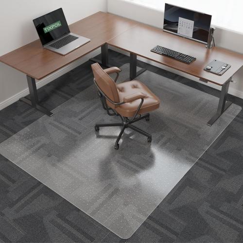 Office Chair Mat for Carpet, tixpol 46 x 60 Chair Mat for Carpeted Floors, Non-Slip Carpet Protector Floor Mat with Grips, Heavy-Duty Rolling Under Desk Mat for Home Office and Gaming (Clear)