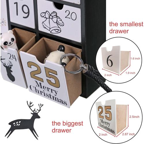 SUNGIFT Christmas Wooden Advent Calendar Boxes with 25 Drawers and Numbers to Fill 2025, DIY Countdown Advent Calendar Decoration Xmas Gift for Kids, Adults, Family, Friends