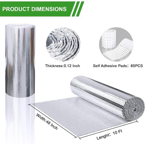 Reflective Insulation Foam,48 x 10 Ft Window Insulation for Summer Heat,Aluminum Foil Bubble Insulation Roll for Keep Heat,Window Insulation Kit for RV, Thermal Insulation Cover for Window.