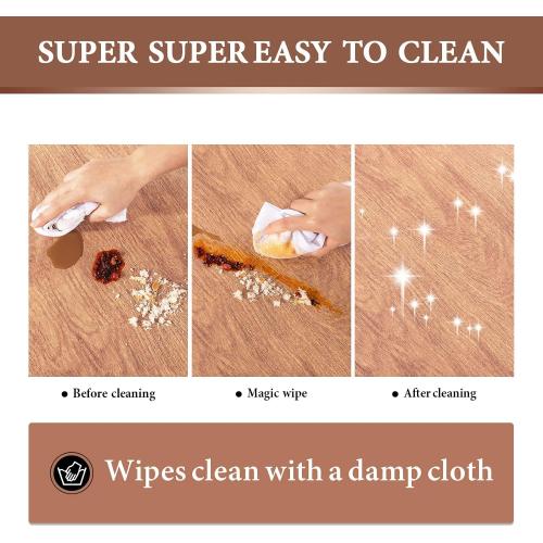 UMINEUX Round Fitted Vinyl Tablecloth with Elastic Edged & Flannel Backing, Waterproof Wipeable Round Table Cover for Indoor Outdoor Patio Use - Fits Tables up to 45 - 56 Diameter(Wood)