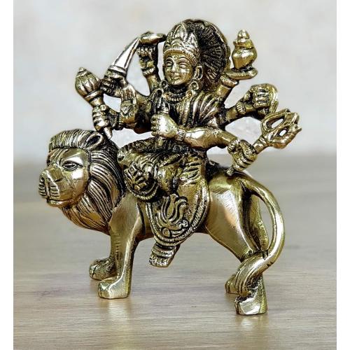eSplanade Brass Maa Durga/MATA Rani Idol, Statue, moorti, murti for Home Mandir and Home Decor (4.6 Inches)