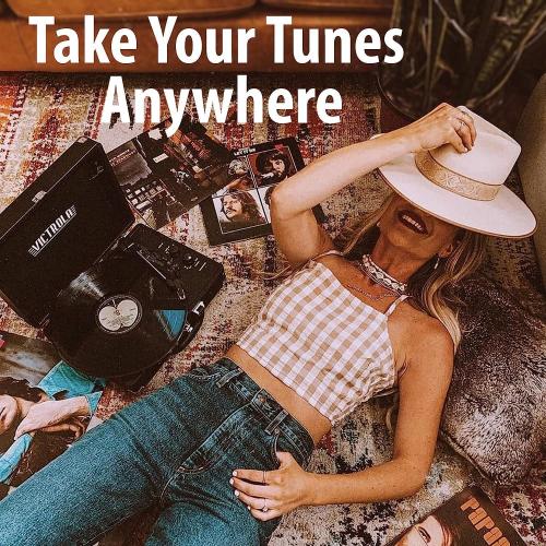 Victrola Parker – 3-Speed Bluetooth Suitcase Turntable with Built-In Stereo Speakers, Aux-In, RCA & Headphone Jack, Wireless Music Streaming (Black)