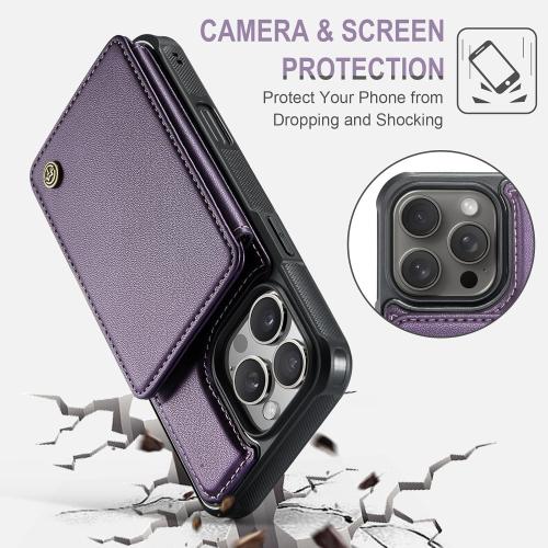 Vinich for iPhone 16 Pro Max Wallet Case with Card Holder, RFID Blocking Credit Slots Kickstand Shockproof Phone Cover Fit for iPhone 16 Pro Max 6.9 Purple