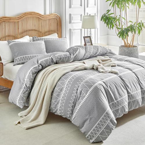 Cover King Size, Grey Breathable Comforter Cover King Size 1 PCS  Ultra Soft Brushed Bedding Duvet Cover Set with Zipper Ties (1 Duvet Cover 104x90 inches