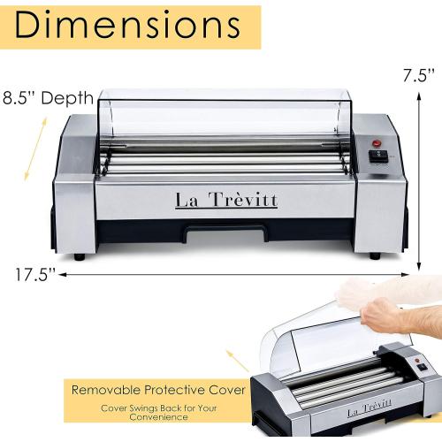 La Trevitt Hot Dog Roller- Sausage Grill Cooker Machine- 6 Hot Dog Capacity - Commercial and Household Hot Dog Machine for Family Use
