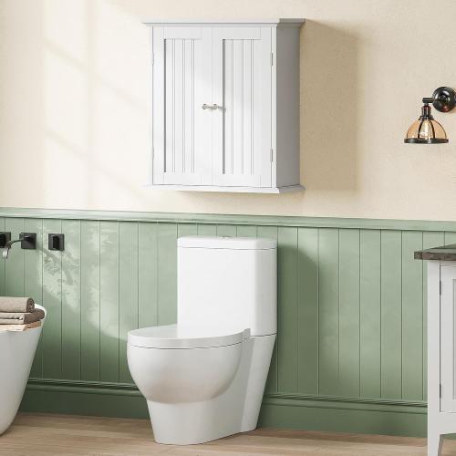 ChooChoo Bathroom Wall Cabinet, Over The Toilet Space Saver Storage Cabinet, Medicine Cabinet with 2 Door and Adjustable Shelves, Cupboard