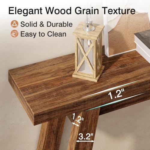 Console Table, 55-Inch Entryway Table with Storage 2-Tier Narrow Wood Console Table Behind Couch Sofa Tables for Living Room, Entryway, Hallway (Light Brown)