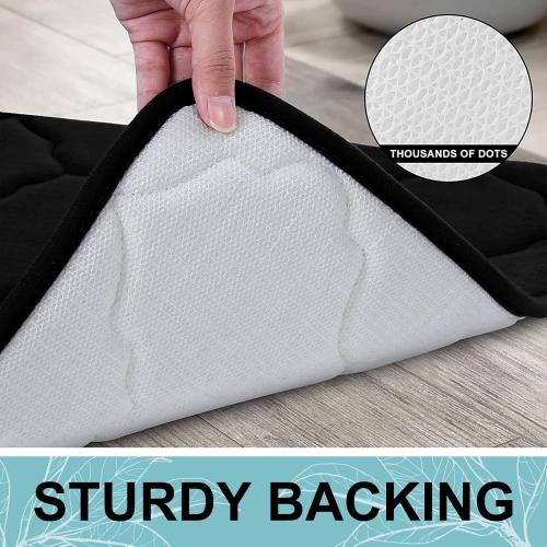 OLANLY Memory Foam Toilet Rugs U-Shaped 24x20, Ultra Soft and Absorbent Bathroom Rugs, Non-Slip, Comfortable, Machine Washable Contour Bath Mat for Toilet Base, Home Decor Accessories, Black