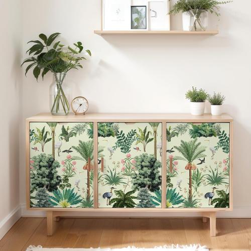 VEELIKE Vintage Tropical Peel and Stick Wallpaper Green Forest Tree Wallpaper for Nursery Bathroom Bedroom  Green Floral Contact Paper Self Adhesive Removable Botanical Wall Paper