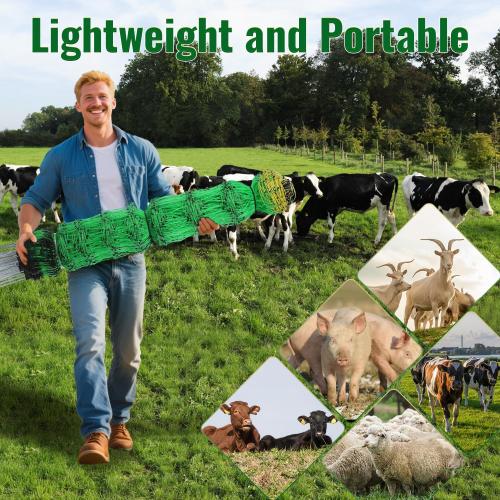 42.5 x 164' Electric Goat Fence Netting Kit – Portable Livestock Fencing with 16 Double-Spiked Posts, Movable PE Net for Hogs, Cattle, Goats, Backyard & Farm