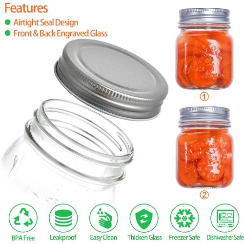 Small Mason Jars With Lids 6oz, 20 Pack Regular Mouth Canning Jars for Food Storage with Labels, Glass Jars with Metal Lids for Spice, Jam, Honey, Jelly, Dessert, Pickle, DIY Candles Decor