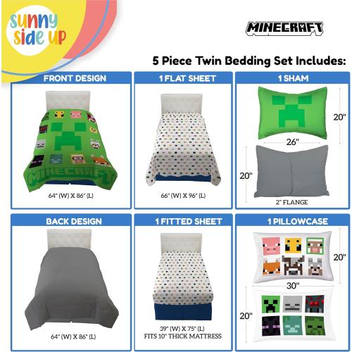 Sunny Side Up Minecraft Twin Comforter Set