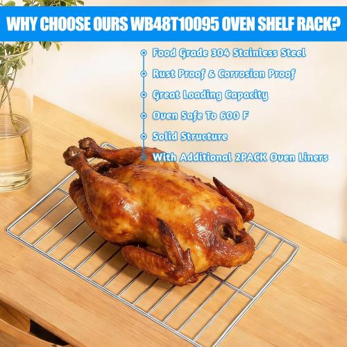 UPGRADE WB48T10095 Oven Rack Stove Replacement For GE Hotpoint Range Stove Parts WB48K5019,24.75 * 16 IN Oven Wire Rack Shelf,Replaces WB48K1 WB48K3 WB48K4 WB48K0001 WB48K0003 WB48K0004 Stove Grills