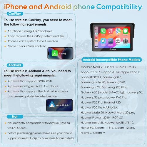 Carpuride W502PRO for Motorcycle CarPlay& Android Auto& Dual Bluetooth - 5 Waterproof GPS Navigation Screen for Motorbike, Music Sharing, Intercom, EQ, Light Sensor, Compass, Barometer