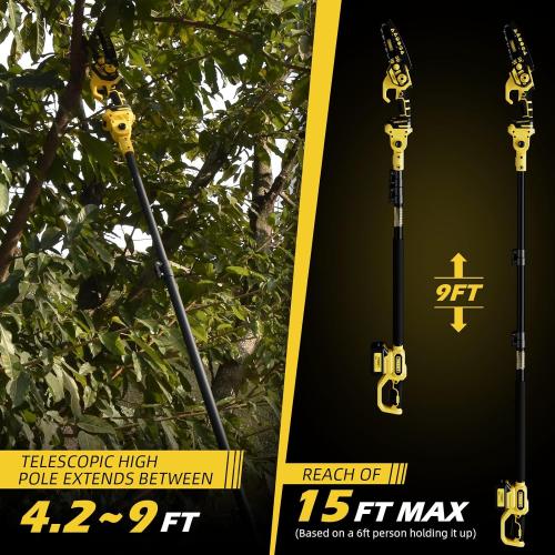Cordless Pole Saw & Mini Chainsaw 2-in-1, 6-inch Brushless Electric Tree Trimmer,Tree Cutter for Outdoors Pruning & Wood Cutting, Battery Included