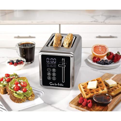 Sur La Table 2-Slice Touchscreen Toaster - Digital LED Display with 7 Browning Levels, Wide Slots for Bagels, Bread & More, Removable Crumb Tray, Safe Kitchen Appliance for Breakfast & Toasted Food