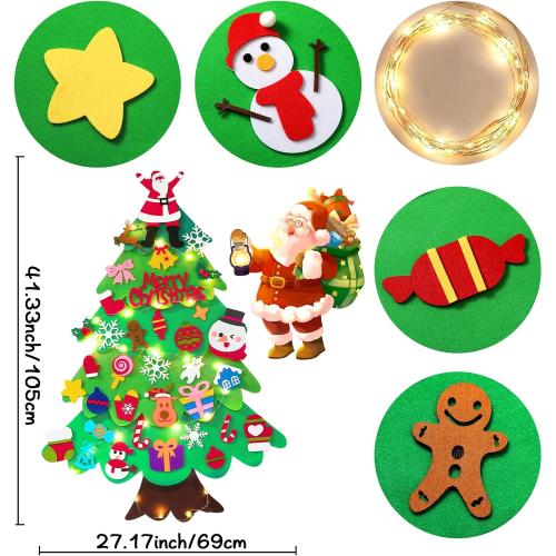 TOBEHIGHER Felt Christmas Tree - 3.4 FT Toddler Christmas Tree for Kids with 35 Ornaments, DIY Xmas Gifts for Kids, Wall Hanging Christmas Decorations, Wall Tree