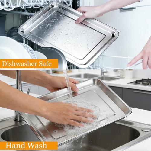 2-Pack Baking Sheet Set Stainless Steel, 12.4x11 Air Fryer Pan Replacement Tray for Cuisinart Air Fryer TOA-060 and TOA-065 TOA-70 Toaster Oven Tray Accessories Parts for Cooking Baked and Broiling