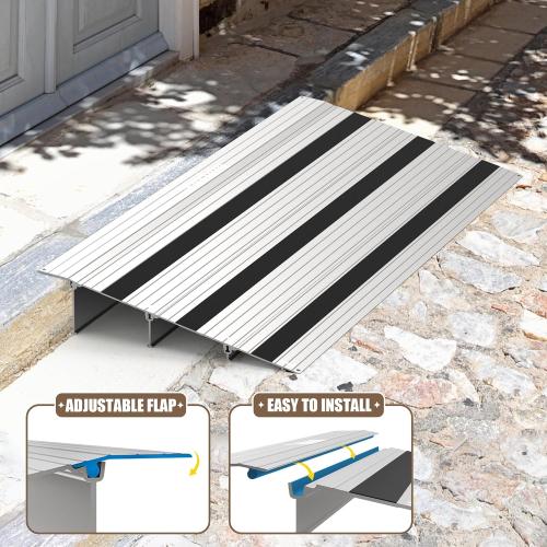 1 Rise Threshold Ramp, Aluminum Door Entry Ramp for Wheelchairs, 800lbs Load Capacity, Adjustable Temporary or Permanent Ramps for Scooters, Walkers, Canes, Crutches…