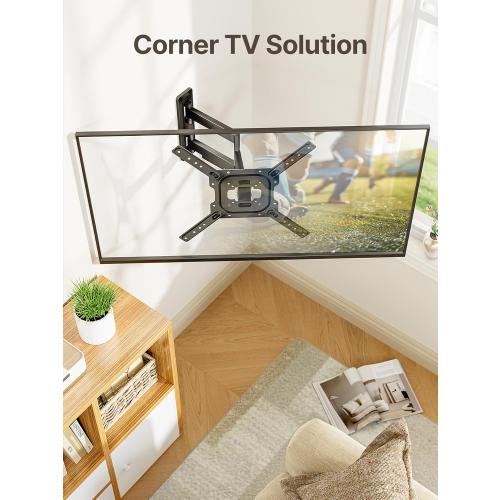 monTEK Full Motion TV Wall Mount for 23–65 Inch Flat & Curved TVs and Monitors, Swivel & Tilt Articulating Bracket, Max VESA 400x400mm, Holds up to 77 lbs, Perfect Center Design