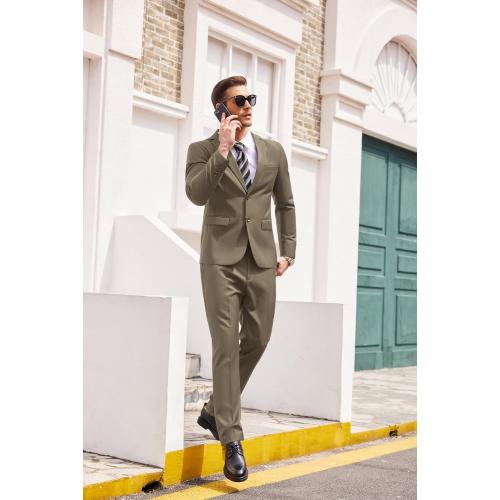 COOFANDY Men's 2 Piece Suits Classic Fit 2 Button Dress Suits Tuxedo Jacket Blazer for Wedding Business Dinner Prom