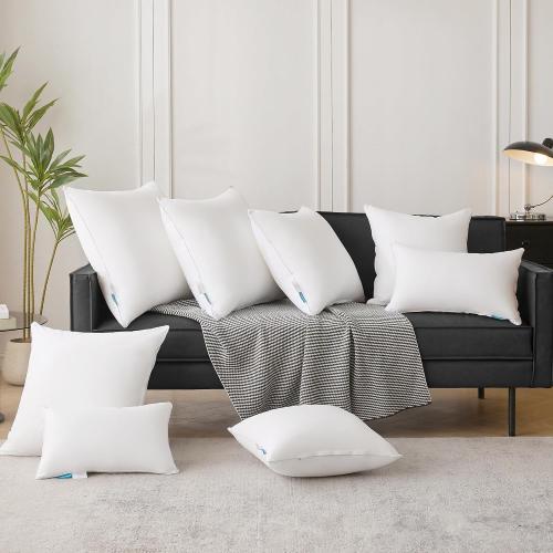 Oubonun 18x18 Pillow Inserts (Set of 4) - 100% Cotton Cover, Square Throw Pillow Inserts for Couch, Sofa, Bed - Decorative 18 Inch White Pillow Inserts